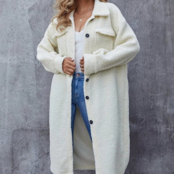 Cream Teddy Shacket Cream Teddy Coat 